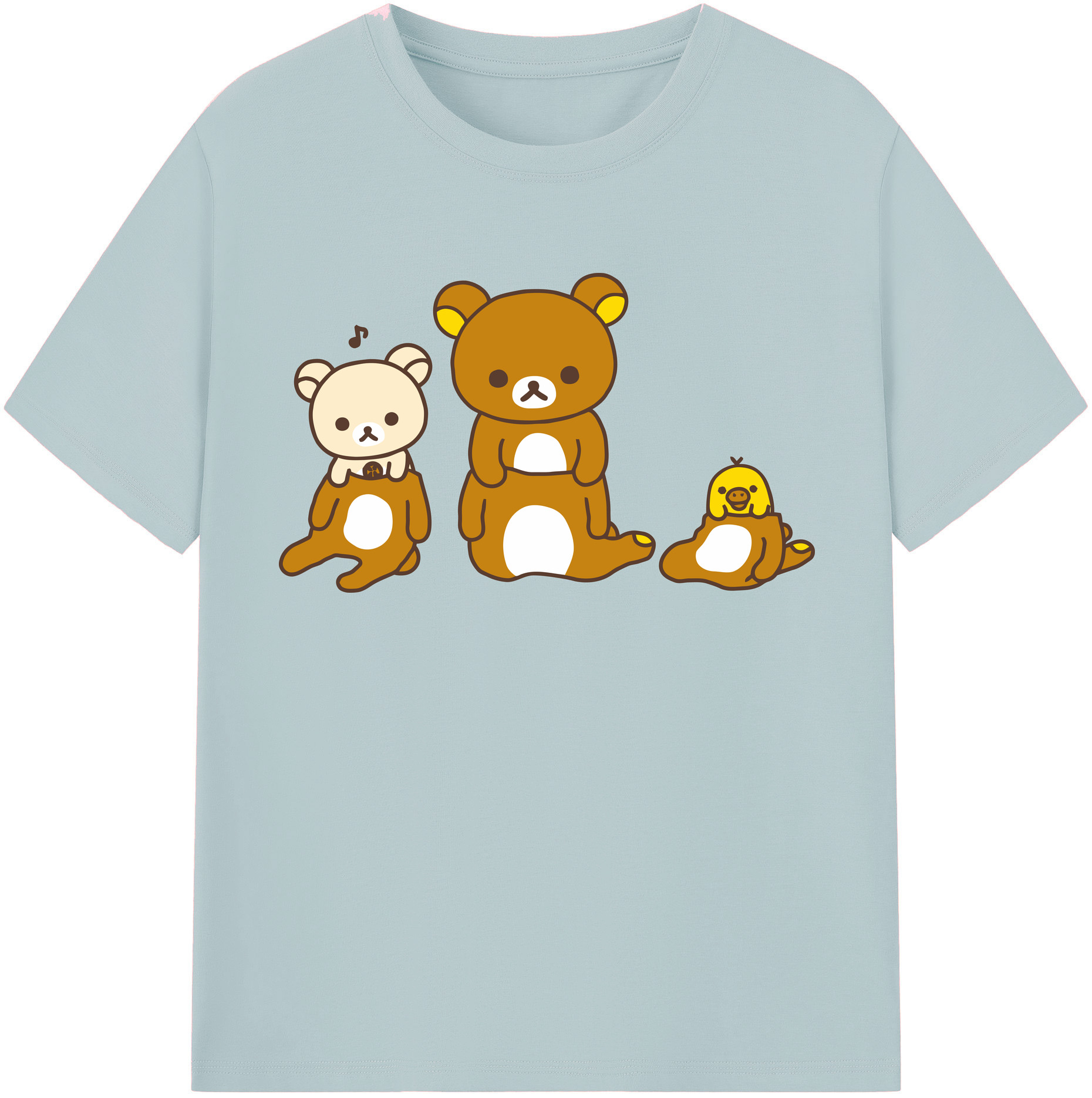 （画像用） リラックマ リラックマ キイロイトリ Rilakkuma Korilakkuma Kiiroitori 綿100％半袖Tシャツ（フロントプリント）